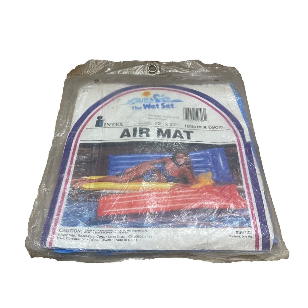 Intex The Wet Set Vintage Pool Float Air Mat Pool Beach Swimming Blue 72x27